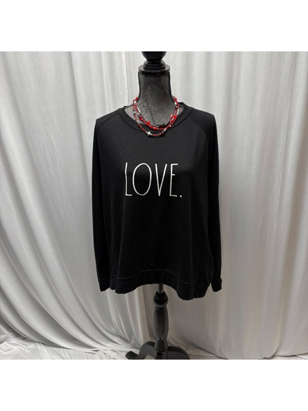 Rae Dunn Womens LOVE Sweatshirt Size 2X Black Long Sleeve Casual Comfy